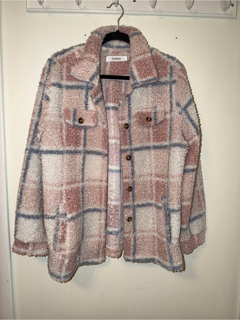 Pink Plaid Sherpa Jacket